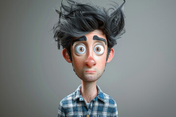 Wall Mural - 3D cartoon character of funny adult man children comics magazine generative AI concept