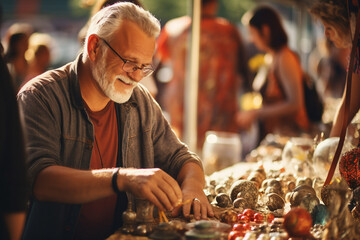 Canvas Print - Image of people at a festival generative AI