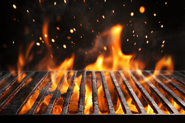 Empty grill background with flames.