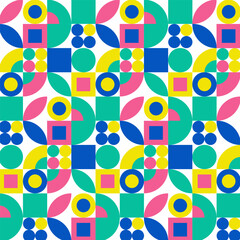 Wall Mural - Geometric seamless pattern.Colorful shapes repeat pattern isolated on white.Vector graphic illustration background wallpaper.