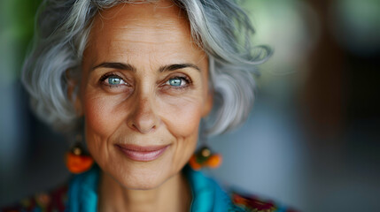 Wall Mural - Portrait Happy Senior Woman Turning Head