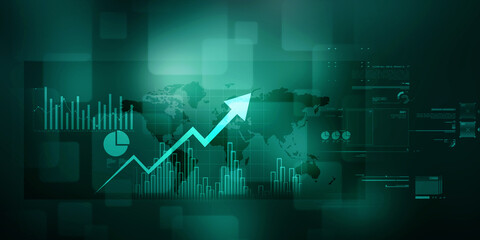 Wall Mural - 2d illustration Stock market online business concept. business Graph 