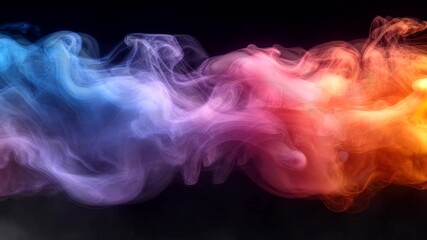 Wall Mural - abstract colorful smoke seamless motion on black background.