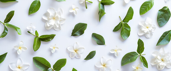 Wall Mural - Floral frame made of Jasmine flowe isolated on white background Flowers frame ,Summer flowers