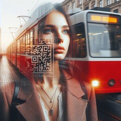 Wall Mural -  Double Vision Multiple exposures of the young woman and the red