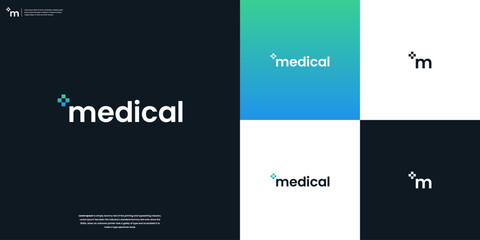 Wall Mural - Healthcare Medical Logo. Cross and letter icon logo design combination