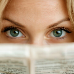 Poster - Woman Reading Newspaper Isolated