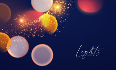 Wall Mural - Bokeh and fireworks light effect. Shining holiday and party design. Blur light.