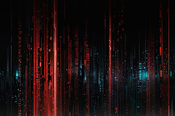 Red digital cascade luminescent background 