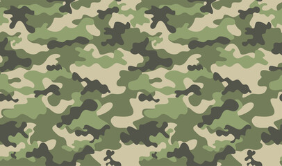 Wall Mural - green camouflage background, classic light pattern, trendy military design