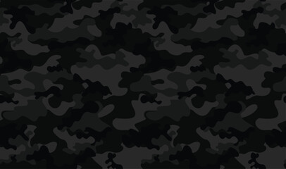 Wall Mural - black camouflage seamless background, gray dark pattern, modern night texture