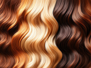 Wall Mural - A close up of a woman's hair with a mix of blonde, brown, and red strands