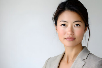 Canvas Print - Business portrait of beautiful middle age Asian woman isolated on white background