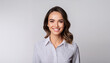 © ณัฐพล ตีระพิมลจันทร์ - a young European woman in a casual shirt smiling warmly at the camera. This cheerful and confident image is perfect for corporate, business, lifestyle, and personal branding projects