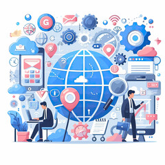 Wall Mural - Vector image representing the world of internet and communication