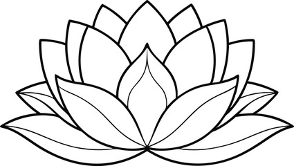 Wall Mural - Lotus flower icon silhouette illustration on black and white