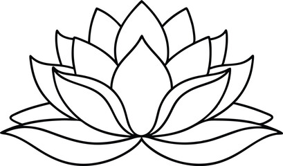 Wall Mural - Lotus flower icon silhouette illustration on black and white