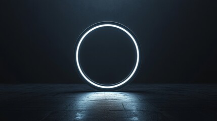 Wall Mural - A dark room with a glowing circle in the center