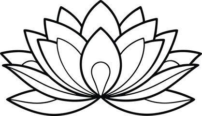 Wall Mural - Lotus flower icon silhouette illustration on black and white