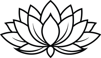 Wall Mural - Lotus flower icon silhouette illustration on black and white