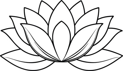 Wall Mural - Lotus flower icon silhouette illustration on black and white