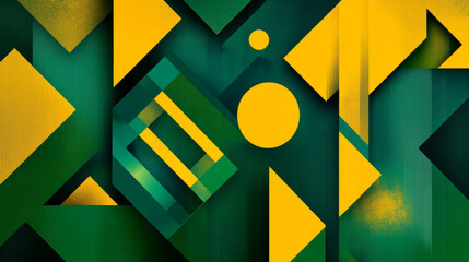 A colorful design with geometric shapes in green and yellow. It's perfect for a website, poster, or banner.