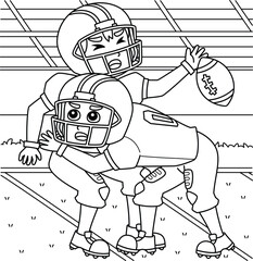 Poster - American Football Player Tackle Coloring Page 