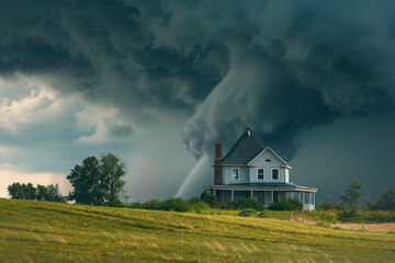 Wall Mural - Generative ai on theme of scary ominous huge hurricane tornado, apocalyptic dramatic background