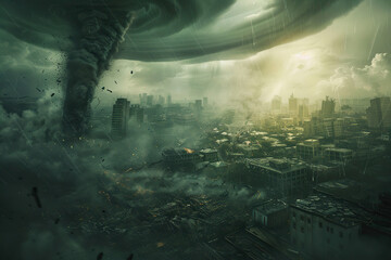 Wall Mural - Generative ai on theme of scary ominous huge hurricane tornado, apocalyptic dramatic background