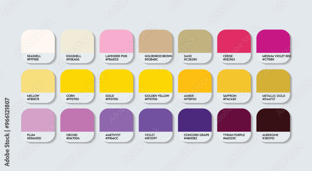 Yellow and Purple Color Palette, Purple and Yellow Color Guide Palette ...