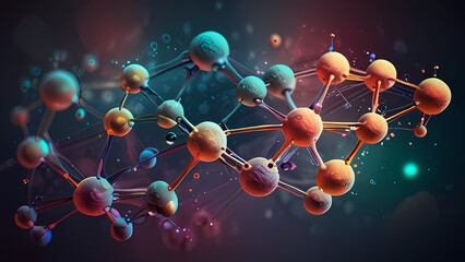 Wall Mural - abstract molecular background with clusters of molecules forming patterns