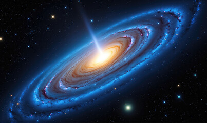 Wall Mural - A spiral galaxy with a bright core, surrounded by a sea of stars