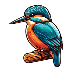 Cute Kingfisher Vector Cartoon illustration