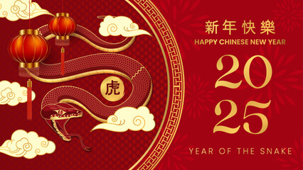 Wall Mural - chinese new year 2025 year of snake vector illustration background banner template