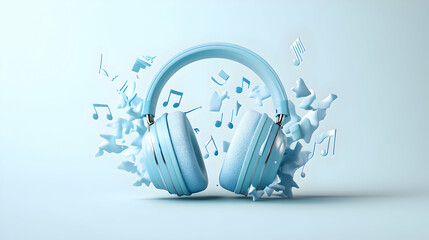 Headphones and music icons: An image featuring headphones with