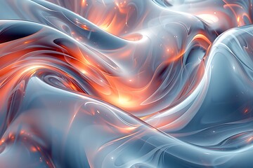 Wall Mural - Abstract waves with glowing highlights in a fluid, smooth texture.