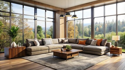 A Modern Living Room Featuring a Comfortable Sectional Couch Perfect for Relaxation and Entertaining Guests