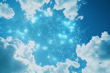 sky with futuristic hologram