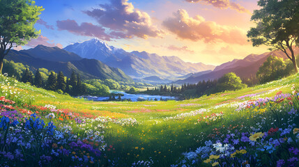 Wall Mural - Beautiful countryside landscape