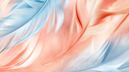 Sticker - Soft Abstract Feather Texture in Pastel Blue and Orange