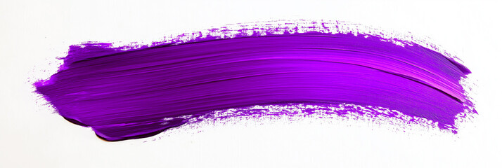 Wall Mural - bright purple brush stroke of paint on white background