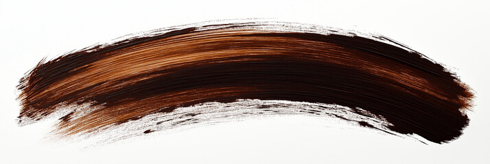 Wall Mural - bright brown brush stroke of paint on white background