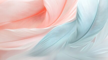 Sticker - Abstract Feather Texture with Pastel Colors  Pink and Blue Feathers Background