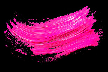 Wall Mural - bright pink brush stroke paint on black background