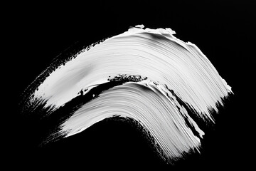 Wall Mural - bright white brush stroke of paint on black background