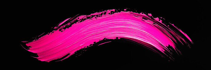 Wall Mural - bright pink brush stroke paint on black background
