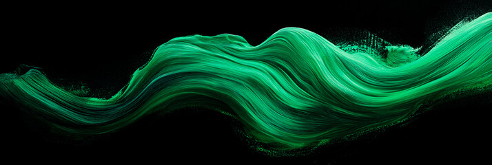 bright green brush stroke of paint on black background