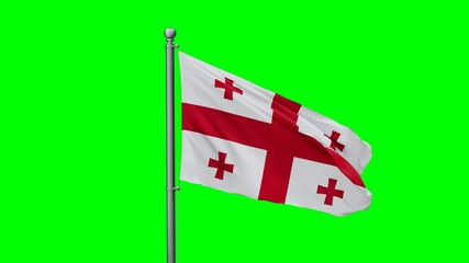 Wall Mural - Georgia flag waving in the wind with colored chroma key with green background