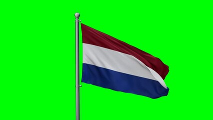 Wall Mural - Netherlands flag waving in the wind with colored chroma key with green background