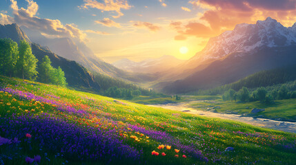 Wall Mural - Beautiful countryside landscape